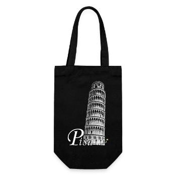Schiefe Turm von Pisa - Geschenkbeutel für Flaschen - Schwarz - Vorne