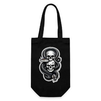 serpent squelette et tatouage - Sac à bouteille - noir - Devant