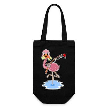 Flamingo Angler Fisch Angeln - Geschenkbeutel für Flaschen - Schwarz - Vorne