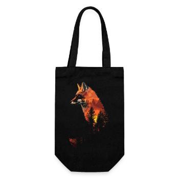 Fuchs Kopf Wald Tier Natur Bäume Baby Fuchs - Geschenkbeutel für Flaschen - Schwarz - Vorne