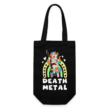 Metall Band Rock Einhorn Regenbogen Musiker - Geschenkbeutel für Flaschen - Schwarz - Vorne