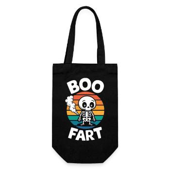 Farting Skeleton – Funny Halloween - Gift Bag for Bottles - black - Front