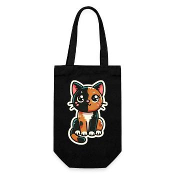 Süße Schildpattkatze / dreifarbige Katze sitzt schön - Geschenkbeutel für Flaschen - Schwarz - Vorne