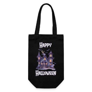 Halloween – Happy Halloween gruseliges Geisterhaus - Geschenkbeutel für Flaschen - Schwarz - Vorne
