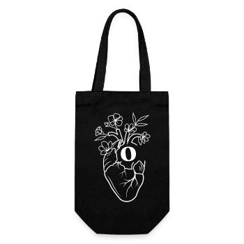 Letter o white floral anatomy heart - Gift Bag for Bottles - black - Front