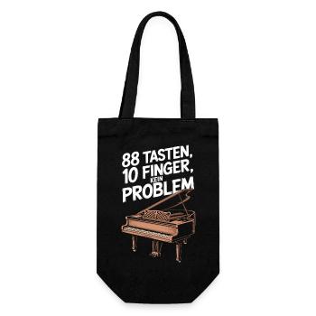 Klavier Konzertflügel Piano Spieler und Pianist - Geschenkbeutel für Flaschen - Schwarz - Vorne