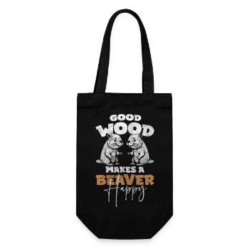 Rodent, builder, tree trunks, nature conservation - Gift Bag for Bottles - black - Front