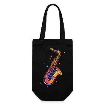 Retro Saxophone - Gift Bag for Bottles - black - Front