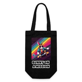 Bunny on a Mission - Gift Bag for Bottles - black - Front