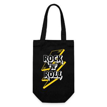 Rock'n'Roll Text Logo mit Blitz - Geschenkbeutel für Flaschen - Schwarz - Vorne