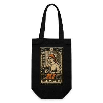 Die Näherin — Vintage Nähen Tarotkarten Design - Geschenkbeutel für Flaschen - Schwarz - Vorne