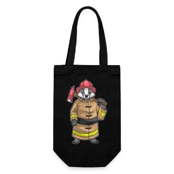 Dachs Feuerwehrmann Axt Feuerwehr - Geschenkbeutel für Flaschen - Schwarz - Vorne