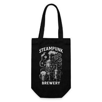Steampunk Brauerei Zahnräder Design - Geschenkbeutel für Flaschen - Schwarz - Vorne