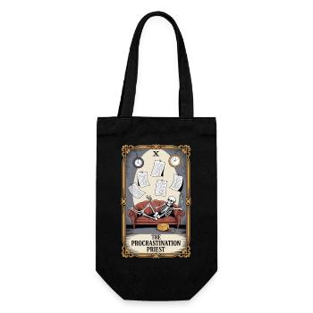 The Procrastination Priest Skelett Aufschieberitis - Geschenkbeutel für Flaschen - Schwarz - Vorne