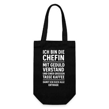 Chefin mit Geduld und Kaffee – Lustiges Frauen  - Gift Bag for Bottles - black - Front