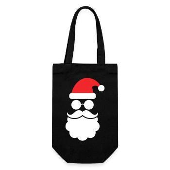 Santa Claus with Beard Minimal Head Design - Gift Bag for Bottles - black - Front
