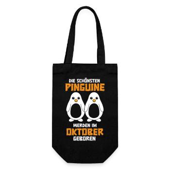 October Birthday Penguin Saying Funny - Gift Bag for Bottles - black - Front