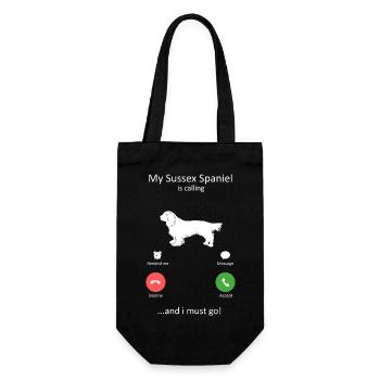 Sussex Spaniel Hund ruft Hund Mama Hund Hund Papa - Geschenkbeutel für Flaschen - Schwarz - Vorne