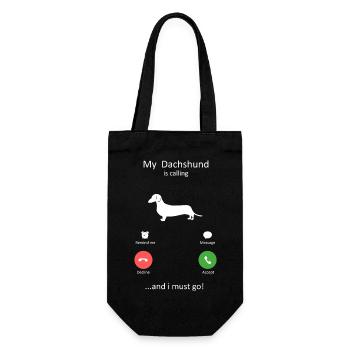 Dackel ruft Smartphone-Schnittstelle Kunst - Geschenkbeutel für Flaschen - Schwarz - Vorne