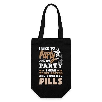 Party Drink Coffee Counting Pills Pharmacist - Gift Bag for Bottles - black - Front