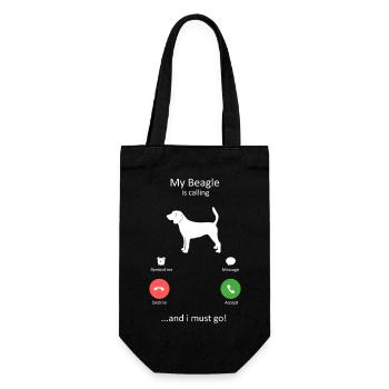 Beagle Calling Funny Dog Phone Screen - Gift Bag for Bottles - black - Front