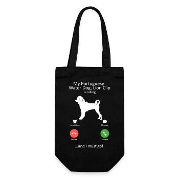 Portugiesischer Wasserhund-Löwen-Clip-Ruf-Design - Geschenkbeutel für Flaschen - Schwarz - Vorne