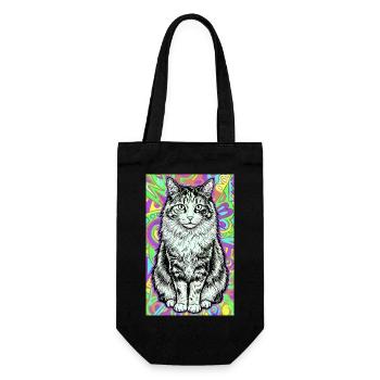 Katze - Geschenkbeutel für Flaschen - Schwarz - Vorne