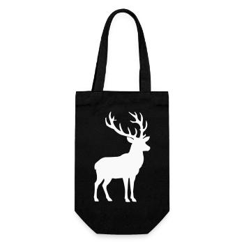 Silhouette de cerf, forêt blanche nature - Sac à bouteille - noir - Devant