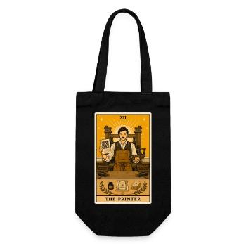 Scarabée de l’écorce de l’épicéa | Art imprimé Typographie Tarot - Sac à bouteille - noir - Devant
