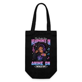 Anime and Music Chibi Black Girl - Gift Bag for Bottles - black - Front