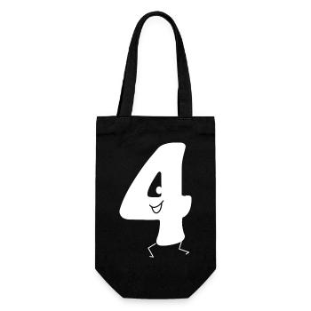 Funny Four: Minimalist Numeral 4 | Fourth - Gift Bag for Bottles - black - Front