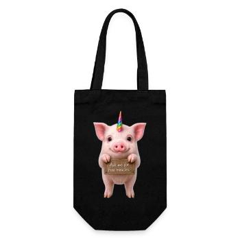 Regenbogen-Einhornschwein - Geschenkbeutel für Flaschen - Schwarz - Vorne