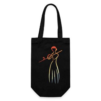 Flötenspielerin Skizze Vintage - Geschenkbeutel für Flaschen - Schwarz - Vorne