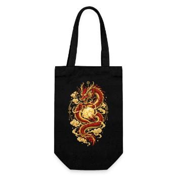 Chinesischer Drache – Sternzeichen Tierhoroskop - Geschenkbeutel für Flaschen - Schwarz - Vorne