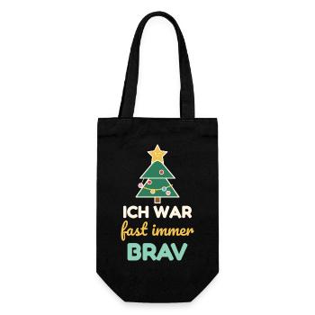 Ich war fast immer brav – Weihnachtsshirt Kinder - Geschenkbeutel für Flaschen - Schwarz - Vorne