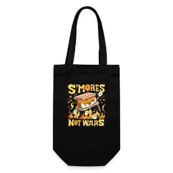 Campen für den Frieden - Genieße SMORES und mehr - Geschenkbeutel für Flaschen - Schwarz - Vorne