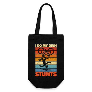 I Do My Own Stunts - Lustiges Tollpatsch Geschenk - Geschenkbeutel für Flaschen - Schwarz - Vorne