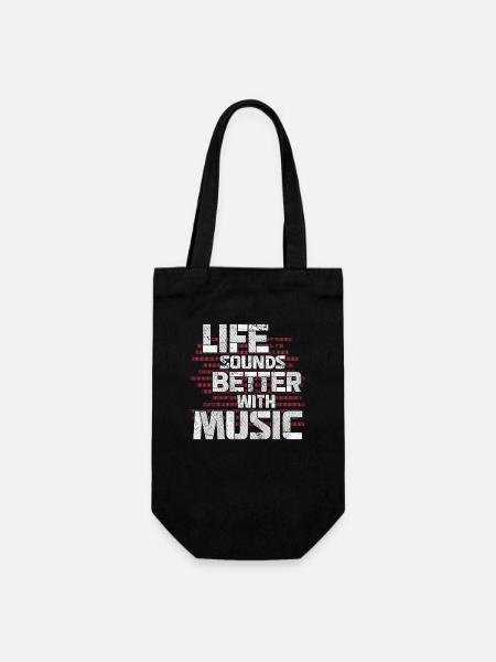 Life Sounds Better With Music - Sac à bouteille - noir