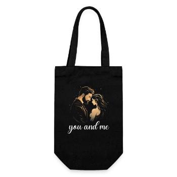 you and me in LOVE - Geschenkbeutel für Flaschen - Schwarz - Vorne