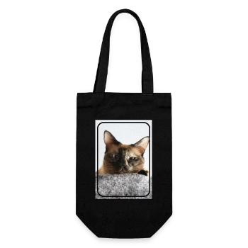 Siamkatze ganz süss und frech. - Geschenkbeutel für Flaschen - Schwarz - Vorne