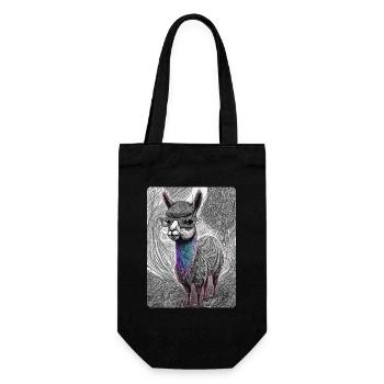 Black and White Llama with Glasses - Gift Bag for Bottles - black - Front