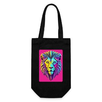 Funky and Psychedelic Lion's Face - Gift Bag for Bottles - black - Front