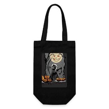 Enfant effrayant et mystérieux jouant avec des citrouilles - Sac à bouteille - noir - Devant
