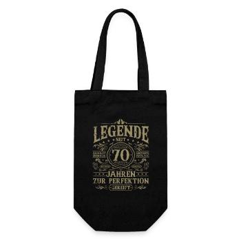 70. Geburtstag Geschenk - Legende seit 70 Jahren - Geschenkbeutel für Flaschen - Schwarz - Vorne