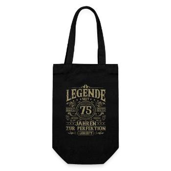 75 Geburtstag Geschenk - Legende seit 75 Jahren - Geschenkbeutel für Flaschen - Schwarz - Vorne