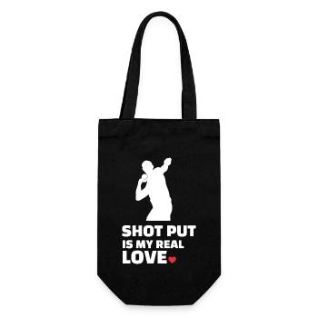I love shot put. - Gift Bag for Bottles - black - Front