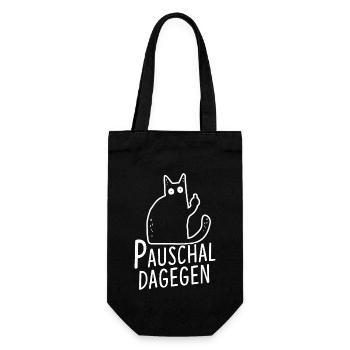 Pauschal Dagegen Katze - Geschenkbeutel für Flaschen - Schwarz - Vorne