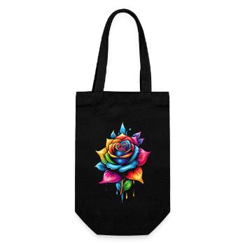Rose mehrfarbige Blume - Geschenkbeutel für Flaschen - Schwarz - Vorne