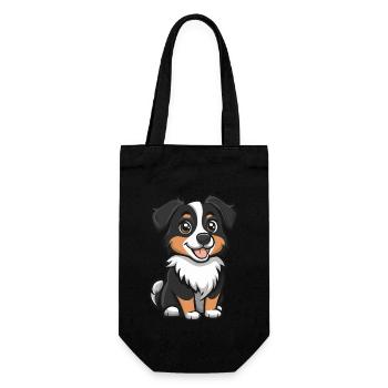 Australian Shepherd Dog Comic Cute - Gift Bag for Bottles - black - Front