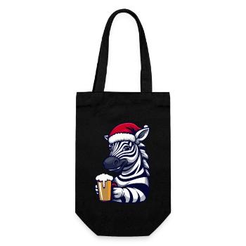 Zebra Weihnachten Bier - Geschenkbeutel für Flaschen - Schwarz - Vorne